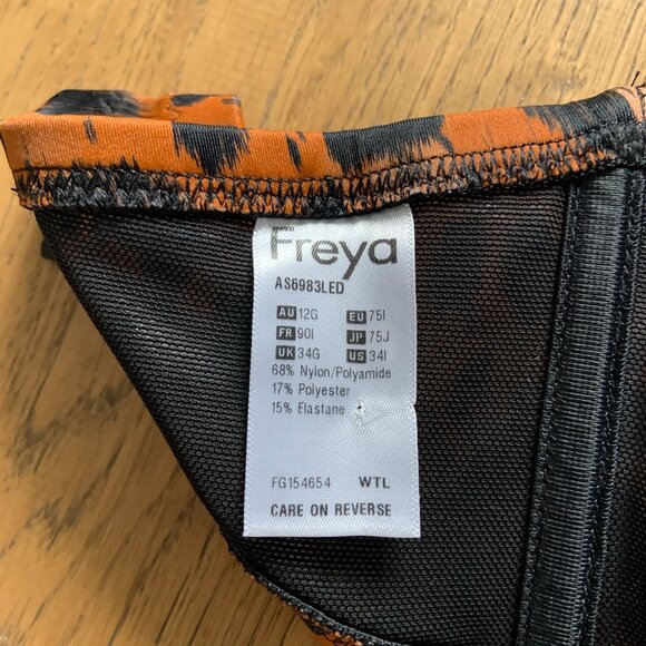 Women's Freya Roar Instinct Leopard Bandeau Halter Bikini Top Underwire Size 34G - Picture 5 of 9